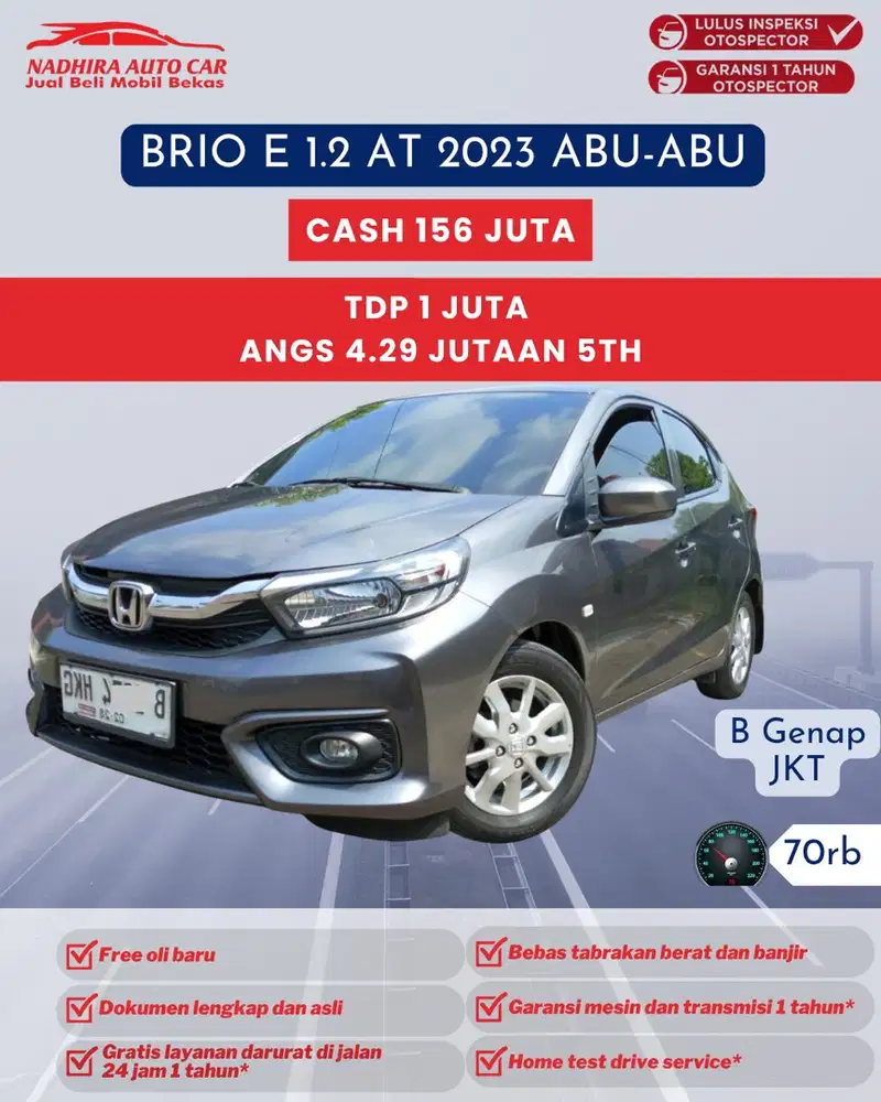 TDP 1 Juta Brio E 1.2 AT 2023 Abu-abu