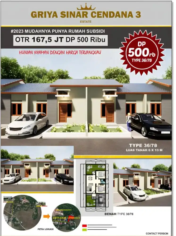 RUMAH SUBSIDI DP 500 Ribu