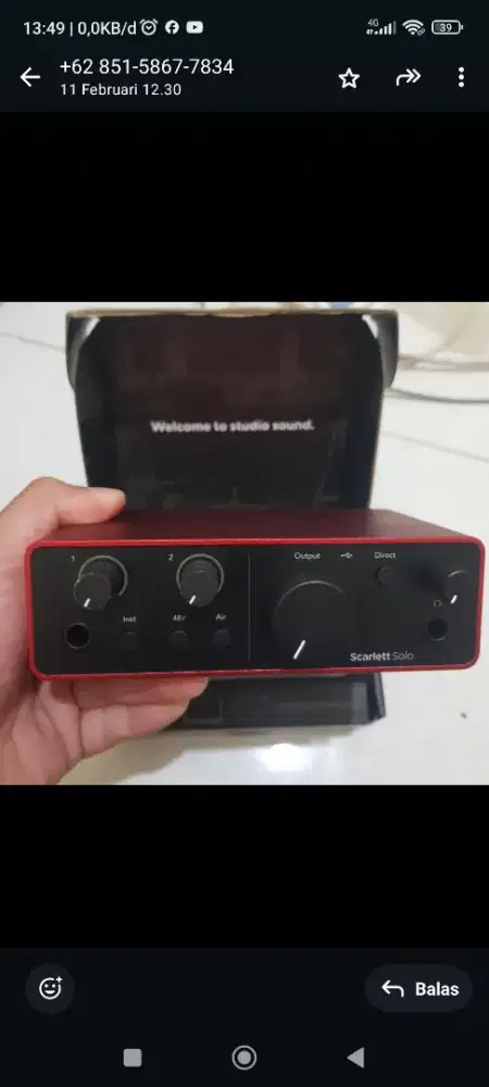 Audio Interface Sound Card Focusrite Scarlet Solo 3rd Edition