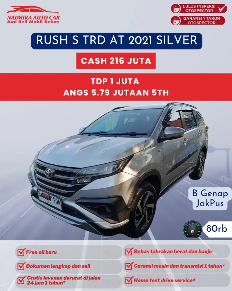 TDP 1 Juta Rush S TRD AT 2021 Silver