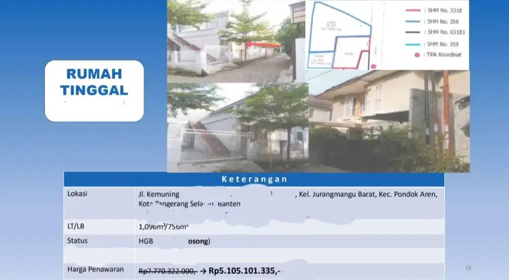 Dijual Rumah 2 Lantai Jalan Kemuning Jurangmangu Pondok Aren
