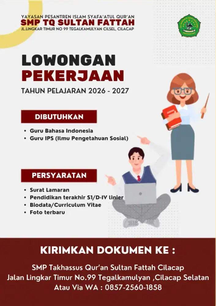 Lowongan Kerja Guru Bahasa Indonesia & Guru IPS - Cilacap