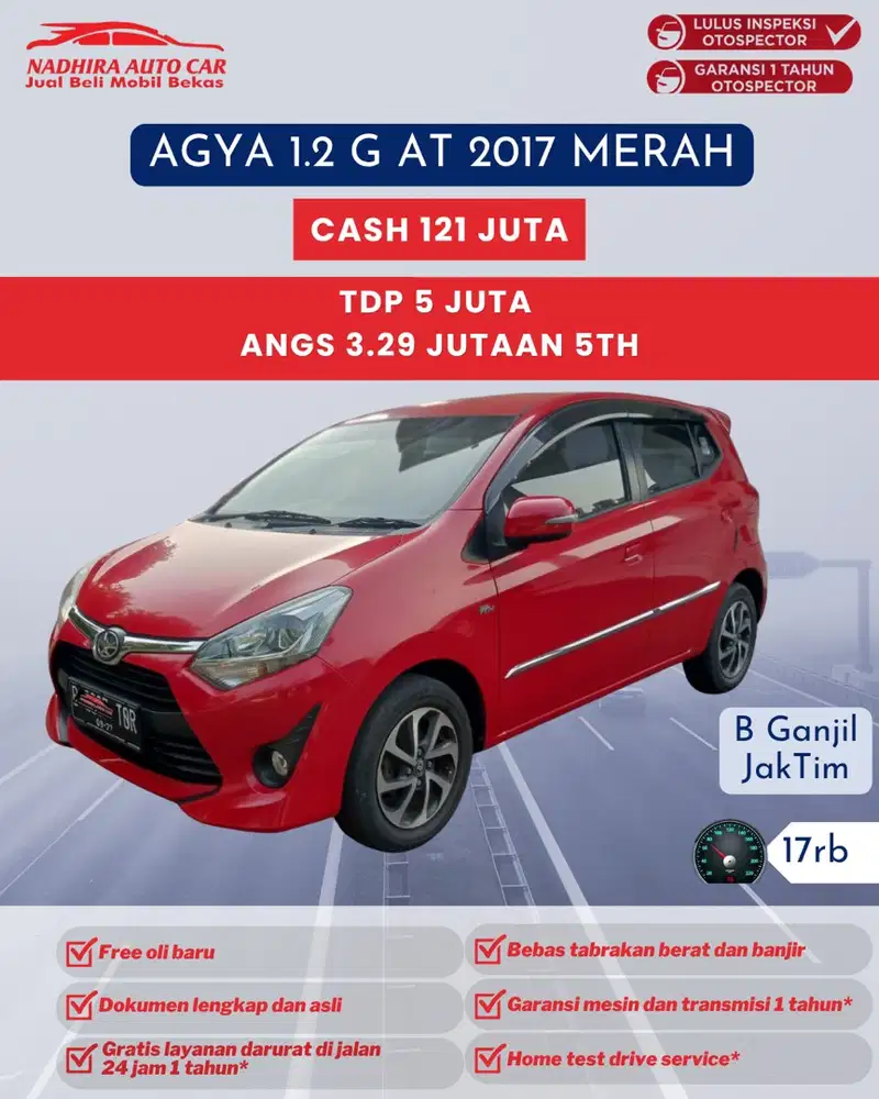 TDP 5 Juta Agya 1.2 G AT 2017 Merah