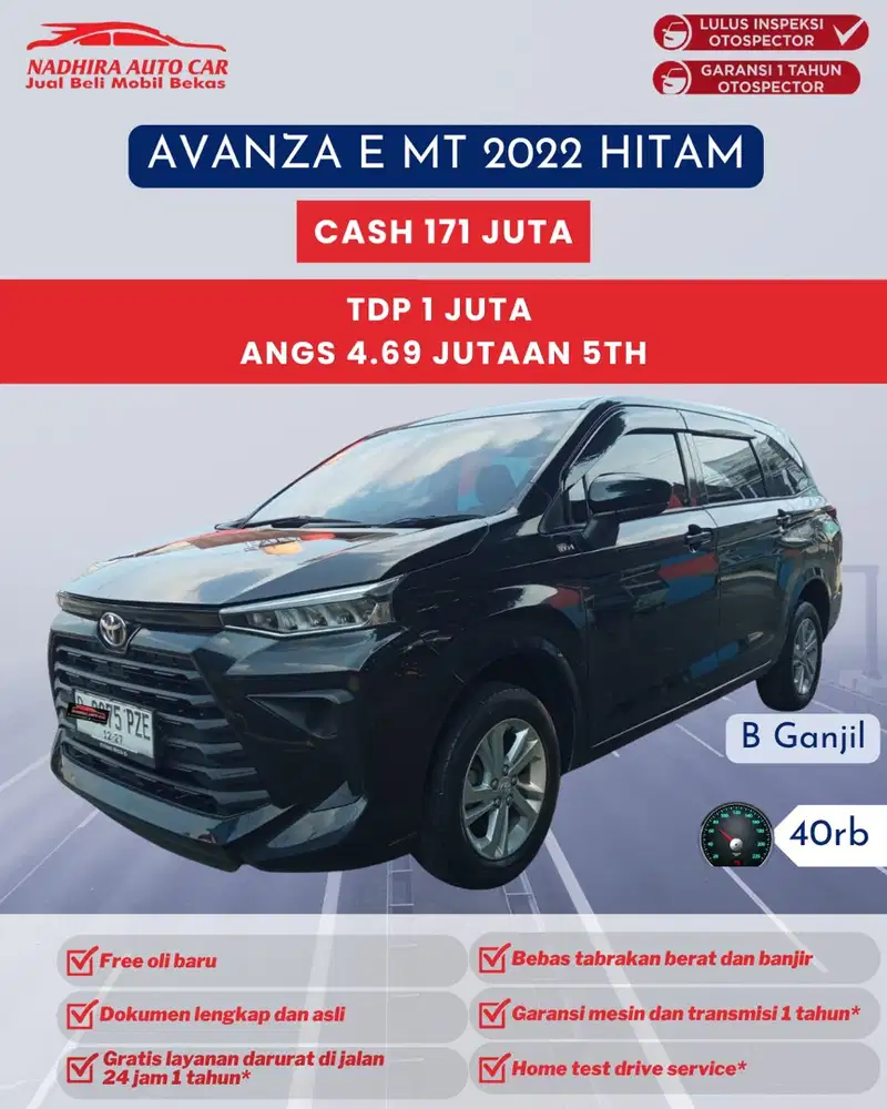 TDP 1 Juta Avanza E MT 2022 Hitam