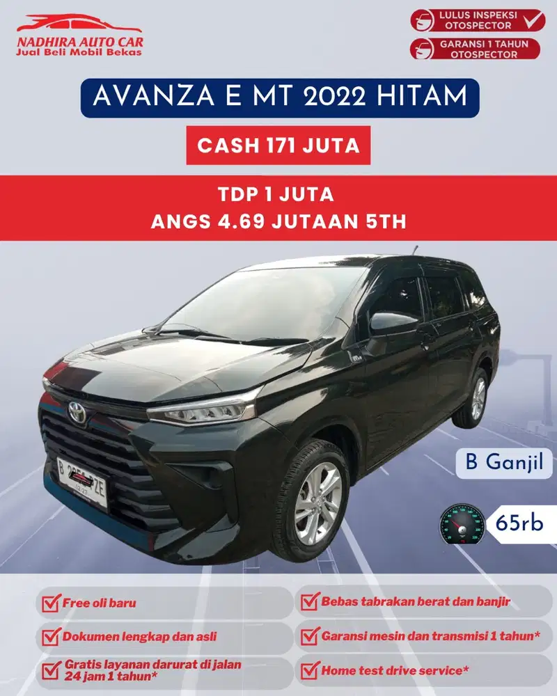 TDP 1 Juta Avanza E MT 2022 Hitam