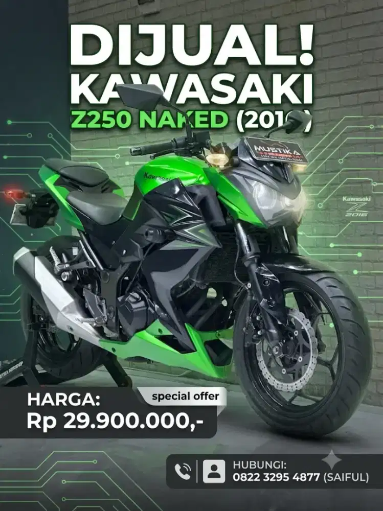 Perfect Condition!!Kawasaki Z250 Naked 2016 Green Mulus-Mustika Saiful