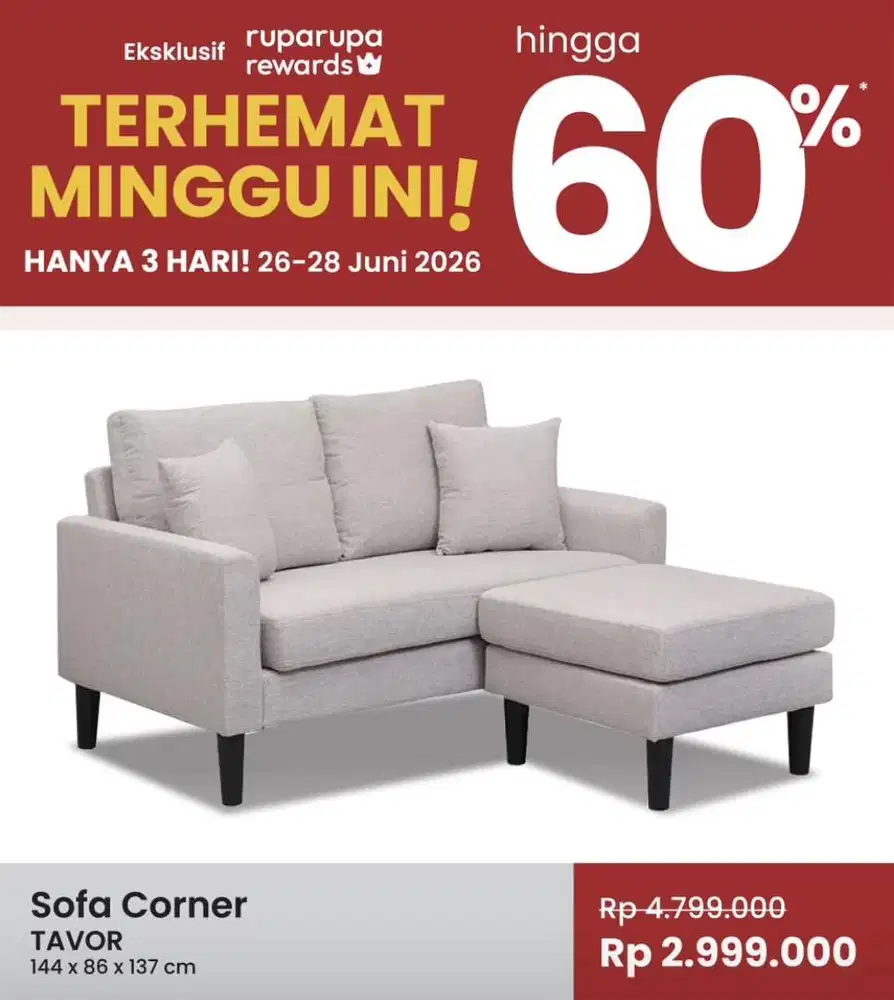 PROMO SOFA L MINIMALIS 2 SEATER