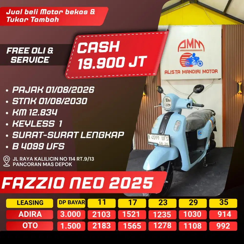 FAZZIO NEO 2025, BS TT, CC, KREDIVO, CASH/ KREDIT