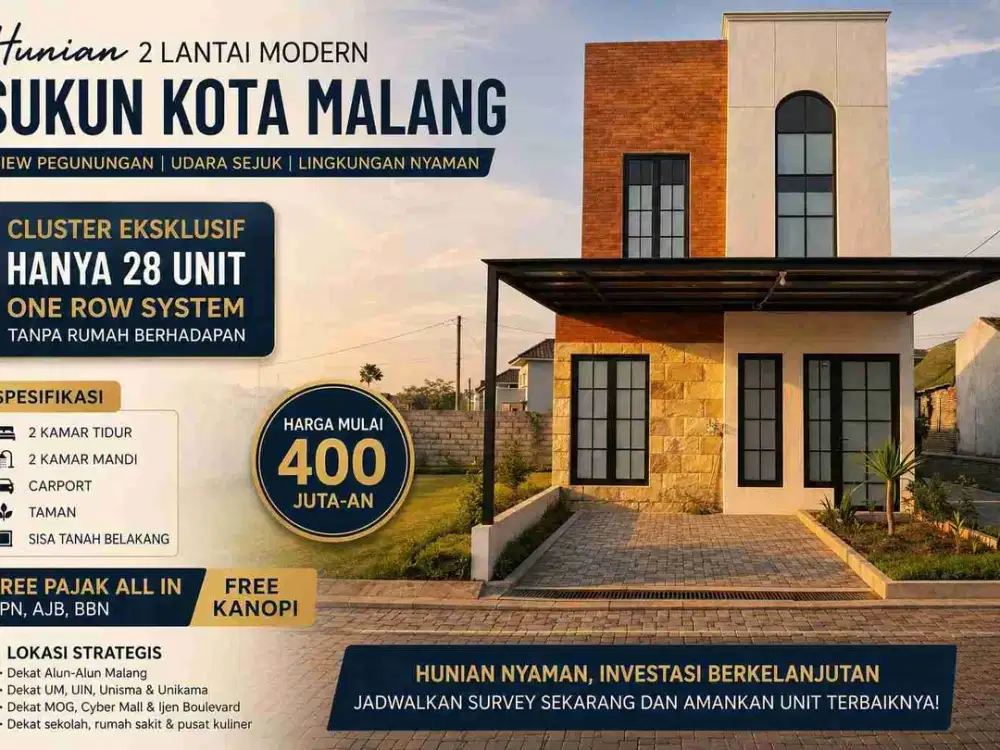 One Row Cluster Premium di Sukun Kota Malang, 400 Jutaan