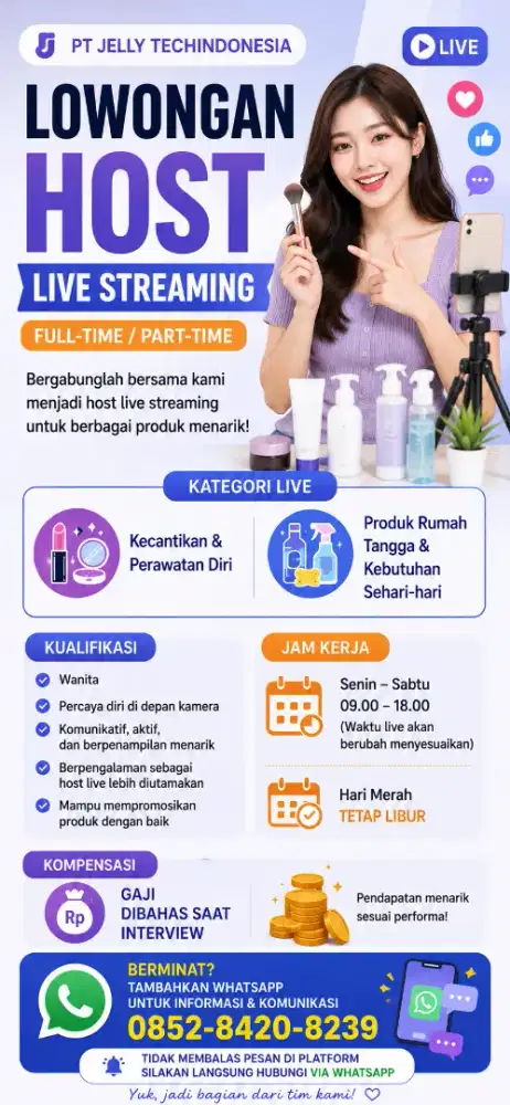 LOWONGAN HOST LIVE STREAMING