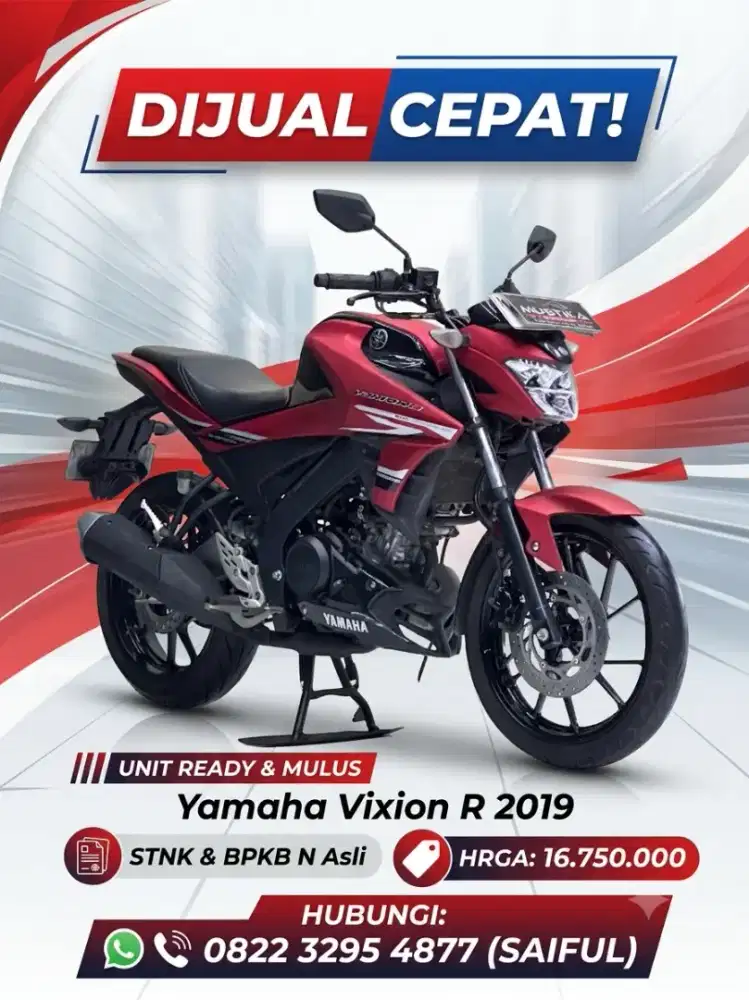 Perfect Condition!!Yamaha Vixion R 2019 Red Matte Mulus-Mustika Saiful