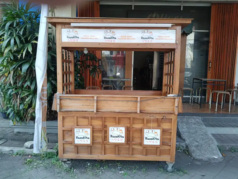 Gerobak Angkringan Kayu Jati Premium Siap Usaha – Harga Nego