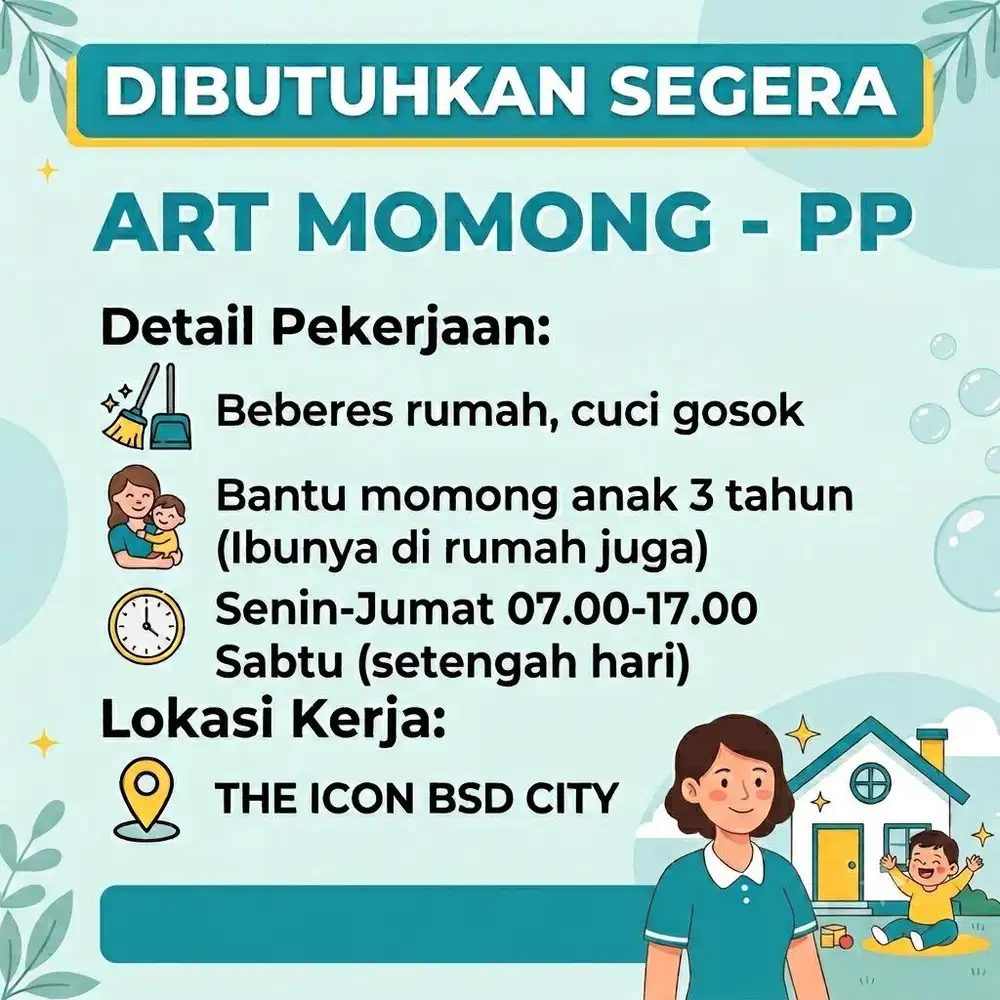 DIBUTUHKAN SEGERA ART MOMONG PP