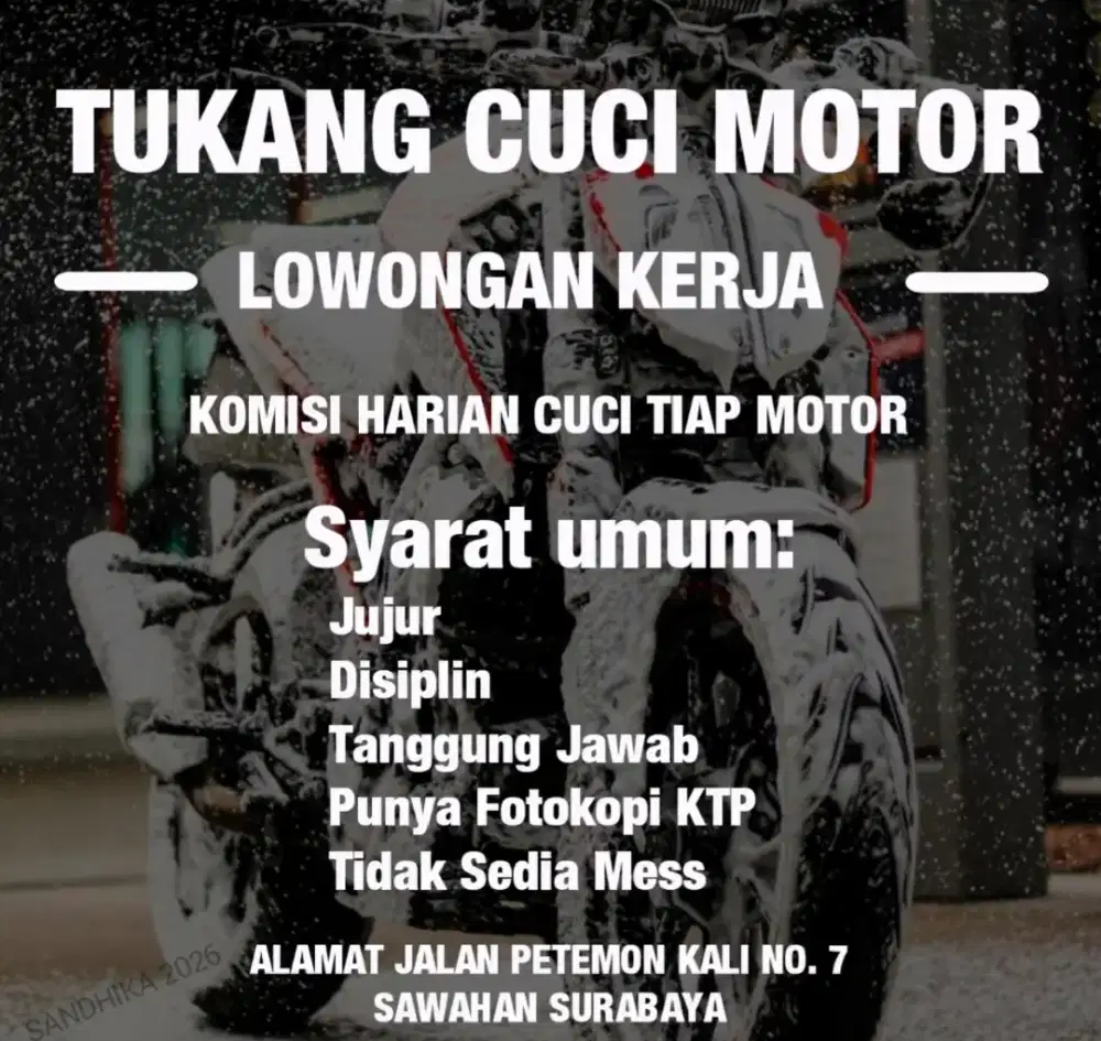 LOWONGAN TUKANG CUCI MOTOR