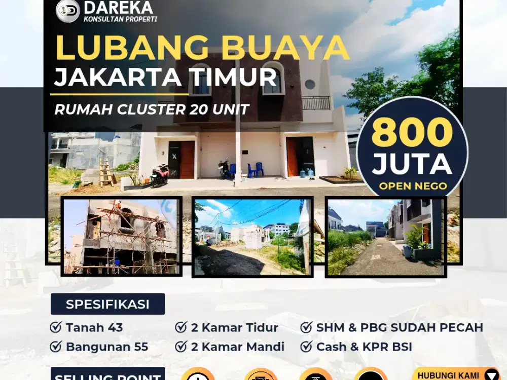 Dijual Rumah Cluster 2 Lantai Lubang Buaya Jakarta Timur