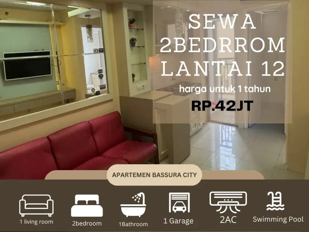 sewa 2kamar full furnis tahunan murah apartemen bassura city