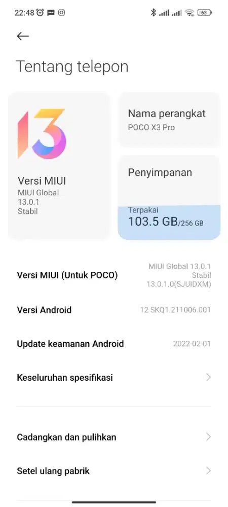 Poco X3 pro 8/258 mulus warna biru
