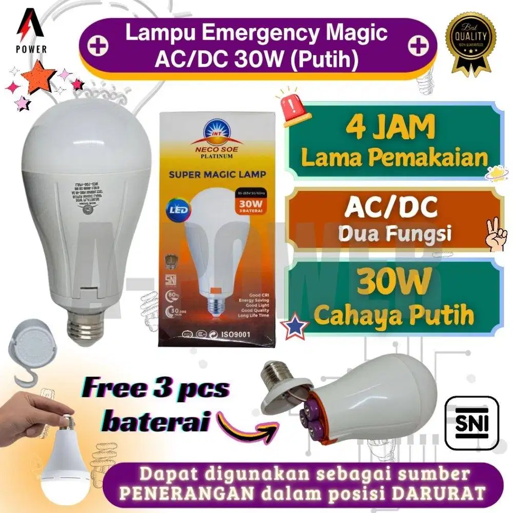 Necosoe - Lampu Emergency Magic AC/DC 30W (Putih)