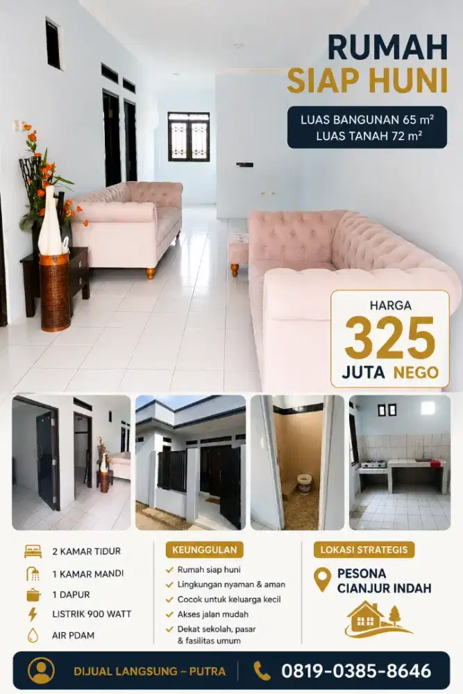Rumah siap huni. Komplek Pesona indah cianjur. Harga terjangkau