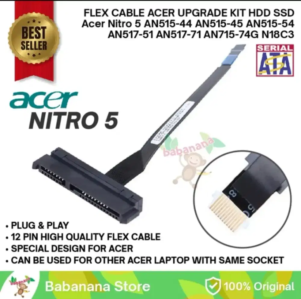 Kabel Konektor Connector SSD HDD SATA FLEX Acer Nitro 5 AN515-55/56/57