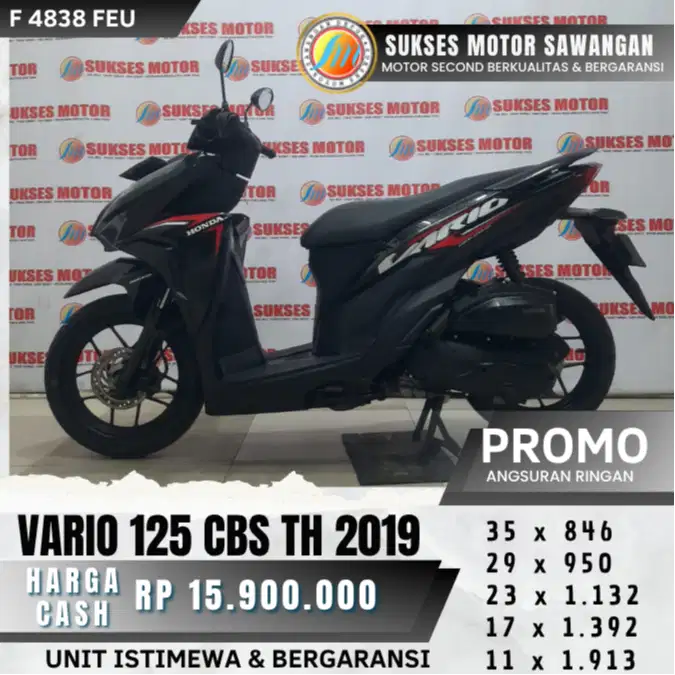 MULUS VARIO 125 CBS TH 2019 BISA CASH KREDIT BERGARANSI SUKSES MOTOR