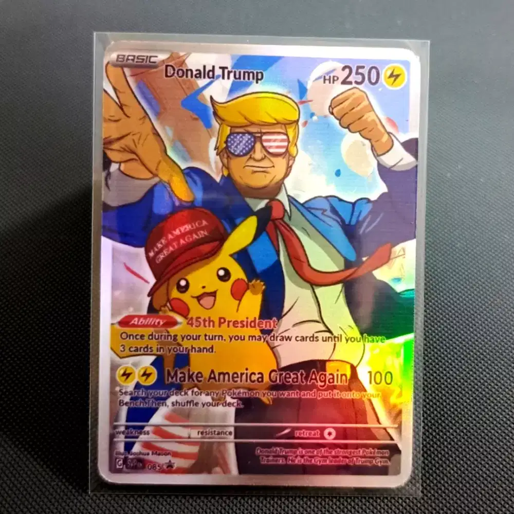Kartu pokemon pikachu dan president holo AR replika