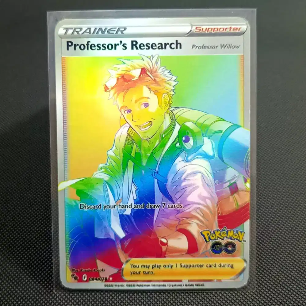 Kartu pokemon promo profesor holo rainbow replika super