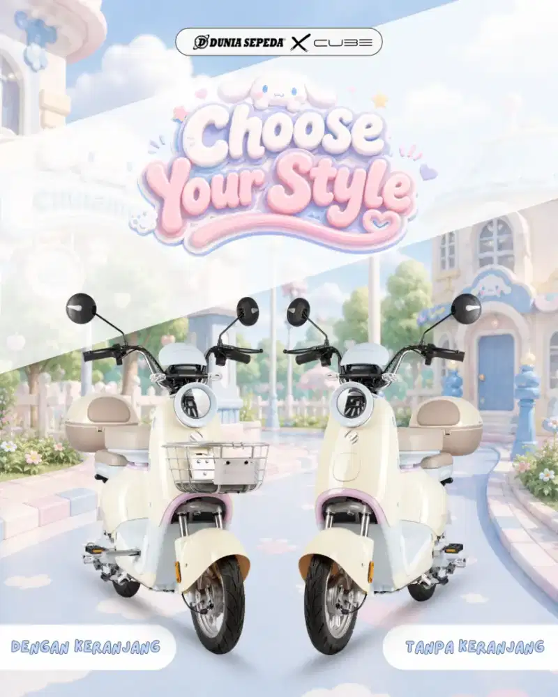 Promo Sepeda Listrik Murah Cube TC100 Cinnamoroll Bisa Kredit FreeHelm