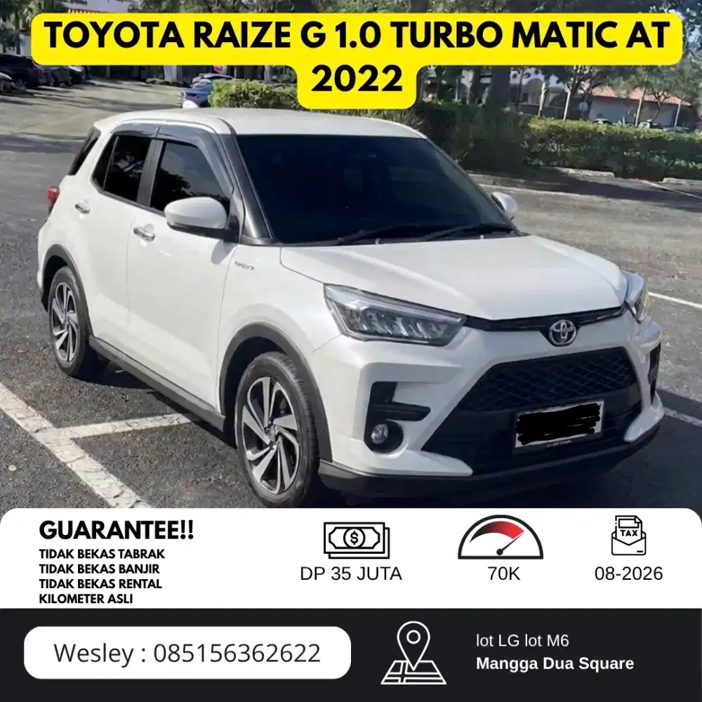 Toyota Raize 1.0 Turbo G 2022 - Full Service Record, Pajak panjang
