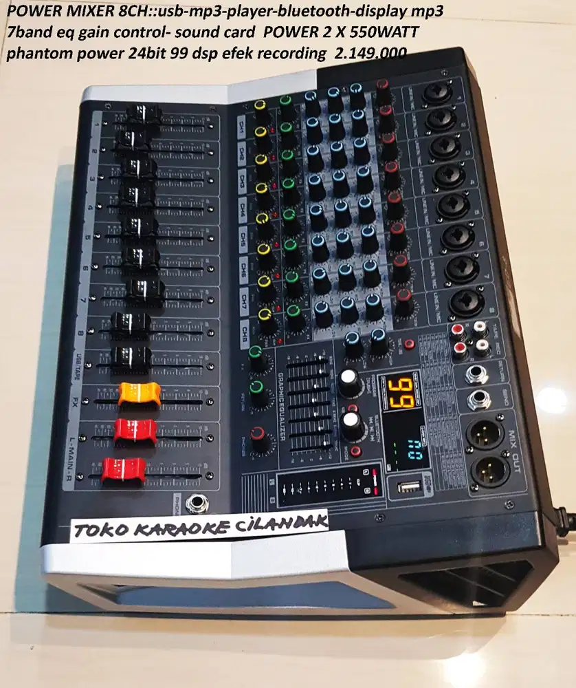 POWER MIXER 8CH: usb-mp3-player-bluetooth-display mp3 7band equaliser
