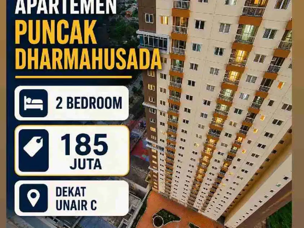 185 Juta • 2 BR  Apartemen Puncak Dharmahusada dekat Unair C