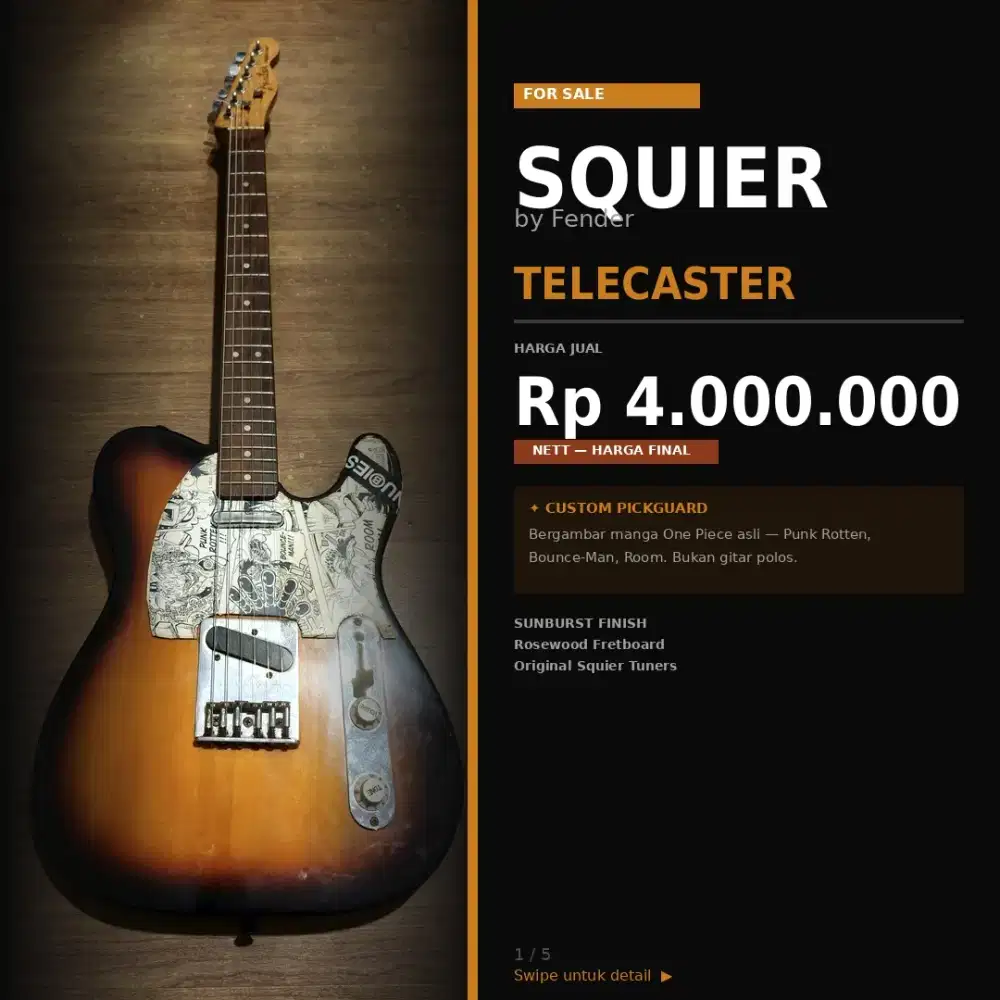 JUAL CEPAT MURAH GITAR SQUIRE FENDER TELECASTER TAHUN 2009