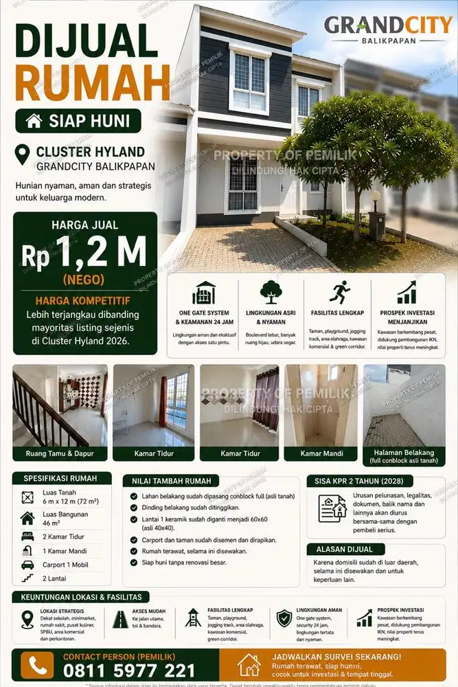 Dijual Rumah Cluster Hyland Balikpapan