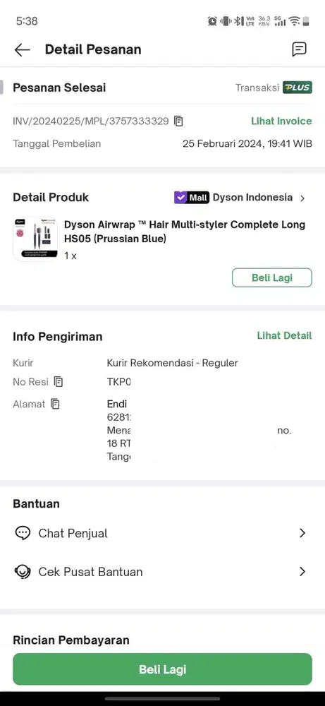 Dyson Airwrap hair multi-styler official store Indo + Invoice