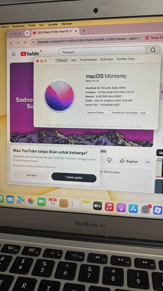 Macbook air 2015 13inc 2,3jt boleh nego