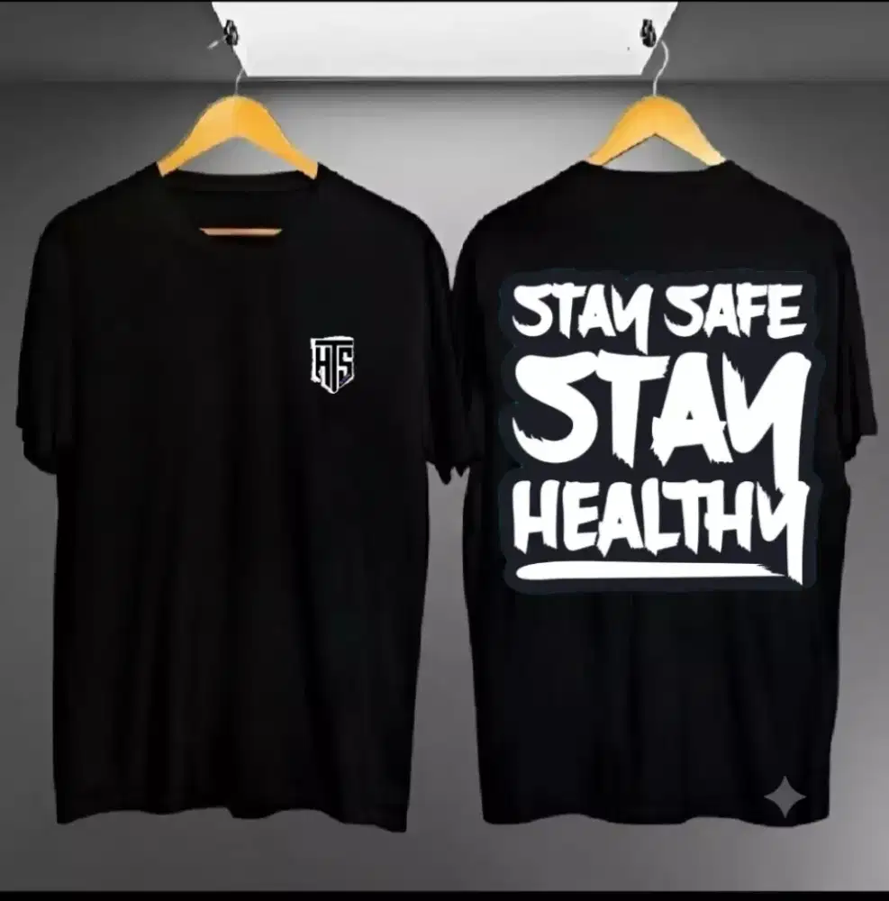 Baju Kaos Distro Motif HTS STAY SAFE  / Pakaian Pria Trendy