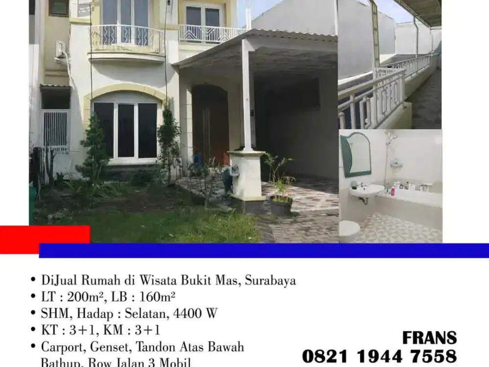 DiJual Rumah di Wisata Bukit Mas, Surabaya
