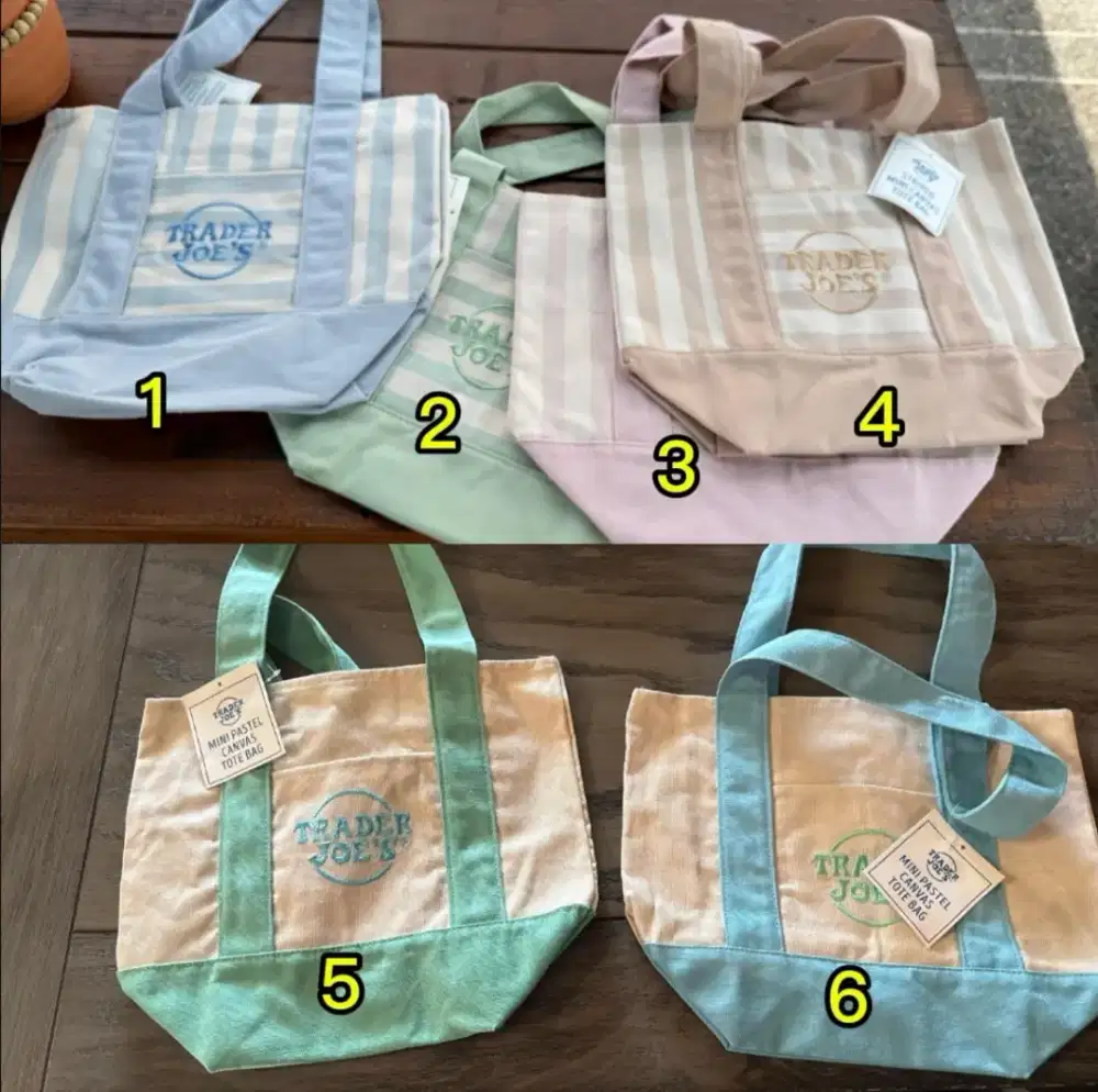 Trader joe's mini striped & pastel totebag
Authentic US
