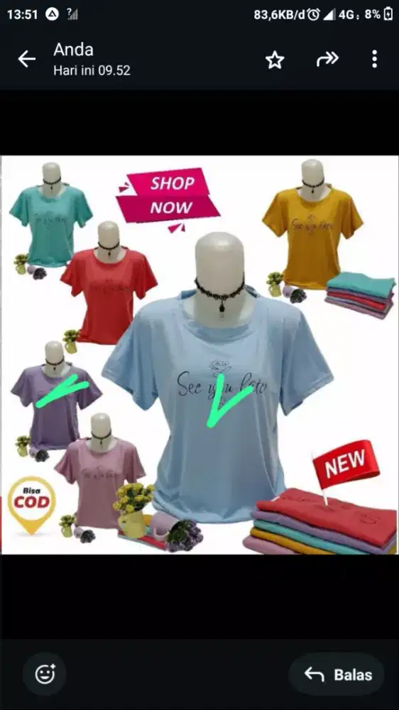 Kaos Wanita Spandek Premium Tebal