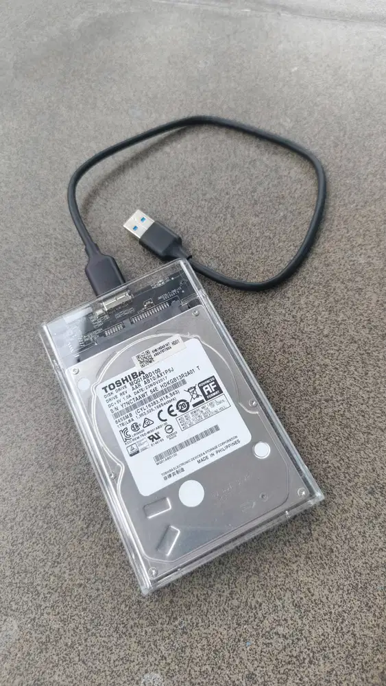 Hardisk HDD Eksternal 1TB Toshiba 2,5 Inch 100% Original Casing Baru