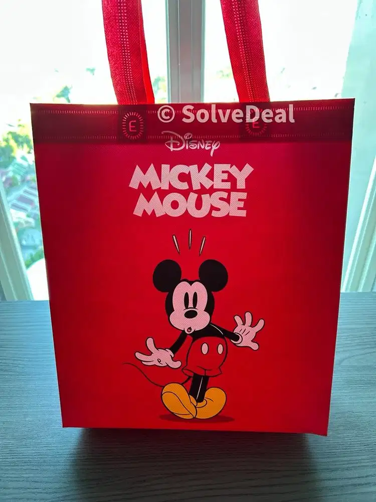 Tas Belanja Disney Mickey Minnie Mouse Merah Eco Bag Ramah Lingkungan