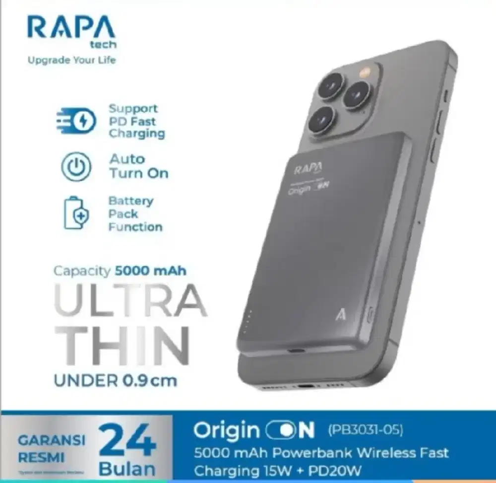 Rapatech Powerbank Origin 10000 MAH WIRELESS FAST CHARGING