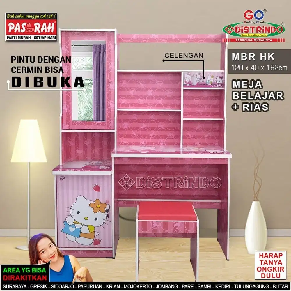 Meja Belajar sekaligus Meja Rias dengan Kursi