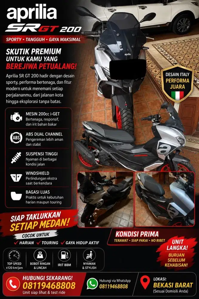 Aprilia SRGT 200 Silver low km 2100