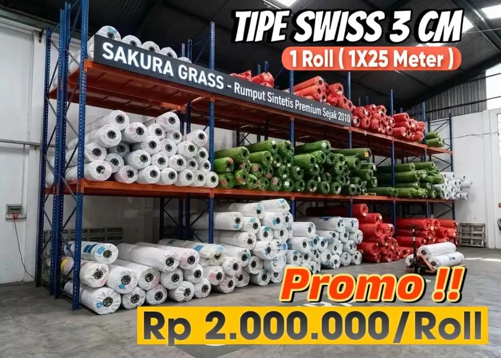 Rumput Sintetis 1 Roll Ukuran 1X25 Meter Tipe Swiss Untuk Taman /Caffe