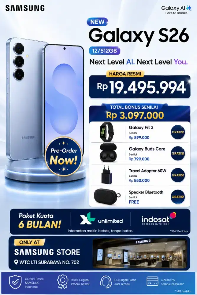 Samsung galaxy s26 12/512 bisa cicilan ktp saja