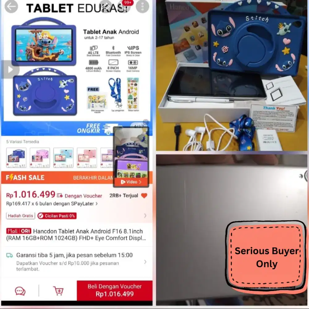 Tablet Anak Hanbai F16 8/256GB - Preloved Istimewa950 Siap Pakai