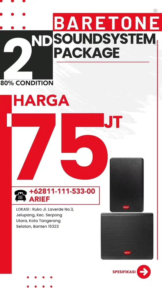 JUAL PAKET SOUND SYSTEM BARETONE 2nd (NEGO SAMPE DEAL)