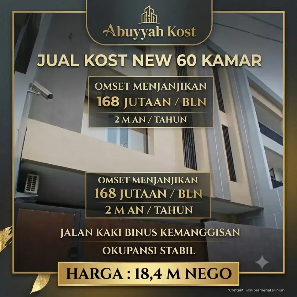 JUAL KOST KOSAN BARU KEBON JERUK JALAN KE BINUS ANGGREK KEMANGGISAN