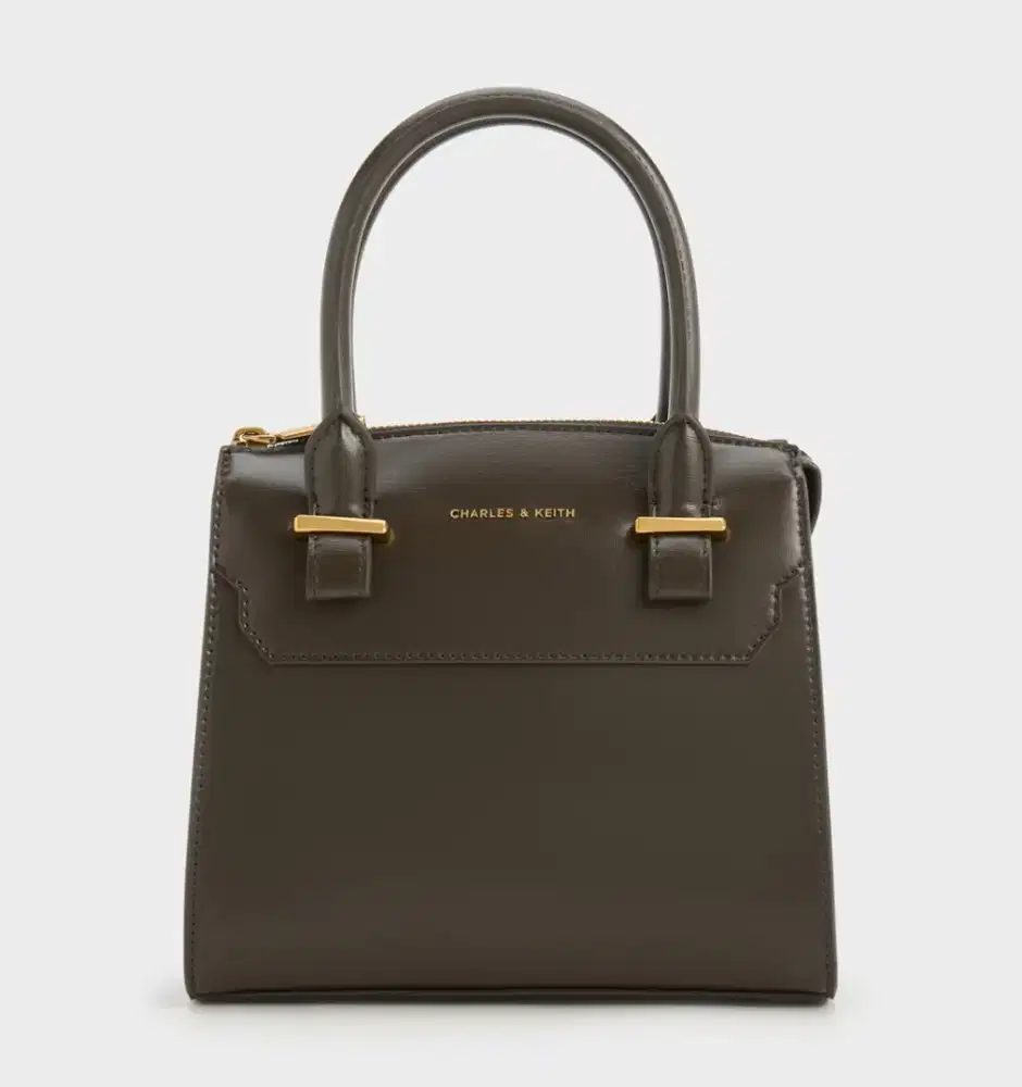 Charles & Keith - Temmie Structured Tote Bag (Warna: Dark Moss)